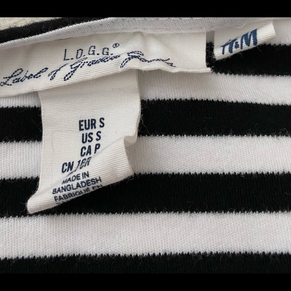 Black and white striped top with mid length sleeve - Picture 3 of 4